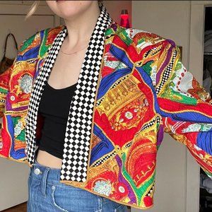 100% Silk, 80s Richard Warren Bolero Jacket